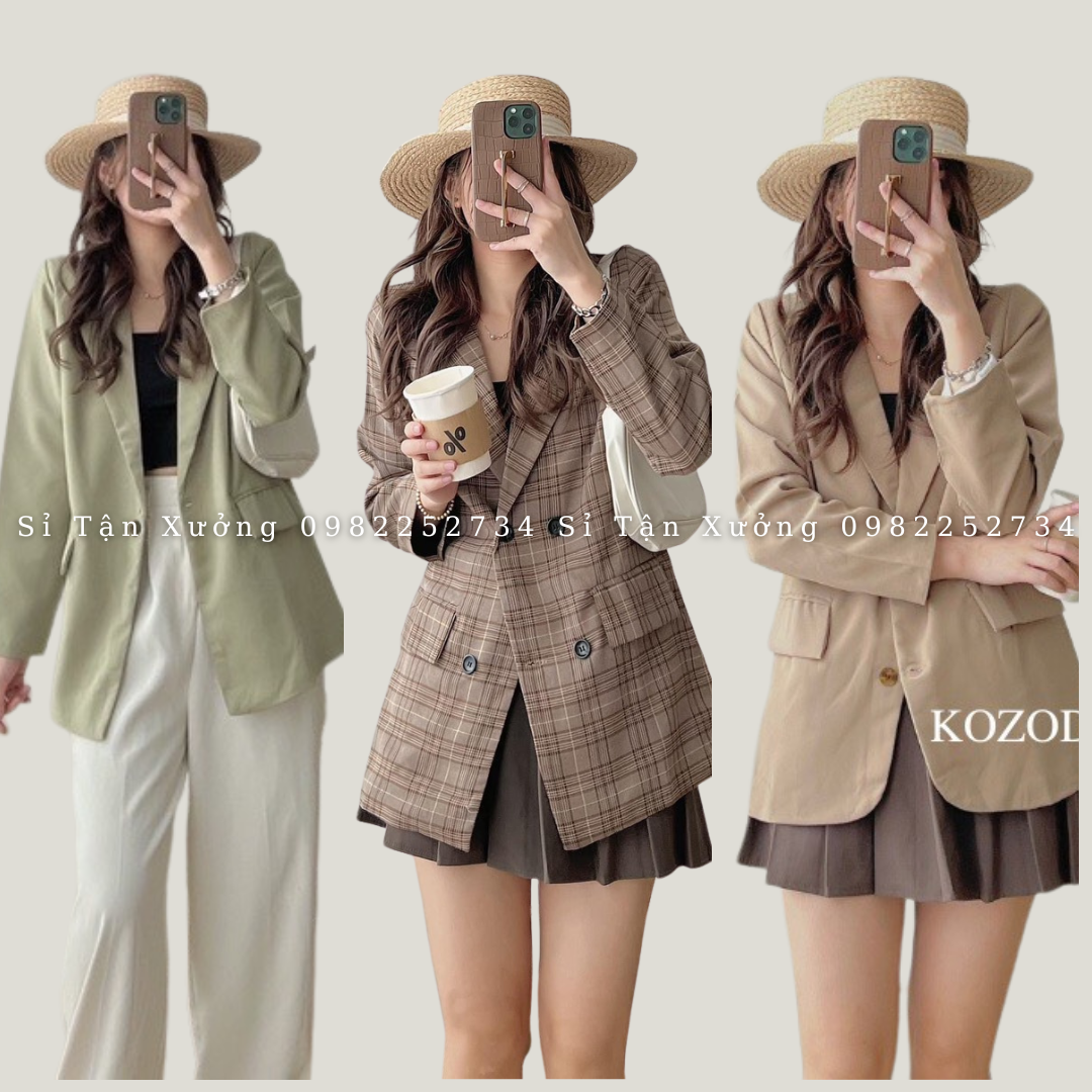 Áo blazer 2 lớp nữ dài tay cổ vest khoác ngoài phong cách hàn quốc áo blazer dài tay 3936