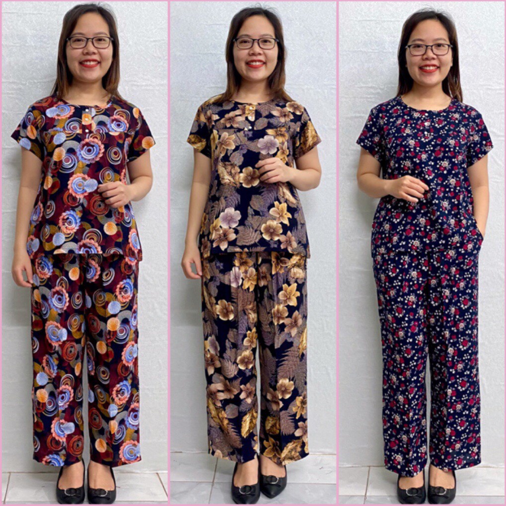 Bộ đồ trung niên, bộ lanh quần dài cho mẹ cho bà mặc nhà