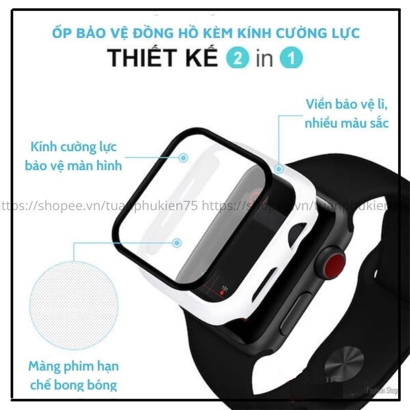 Ốp Apple Watch 🤖 FREESHIP 🤖 Ốp Cường Lực Full Màn Apple Watch 2 In 1 Bảo Vệ Màn hình + Body