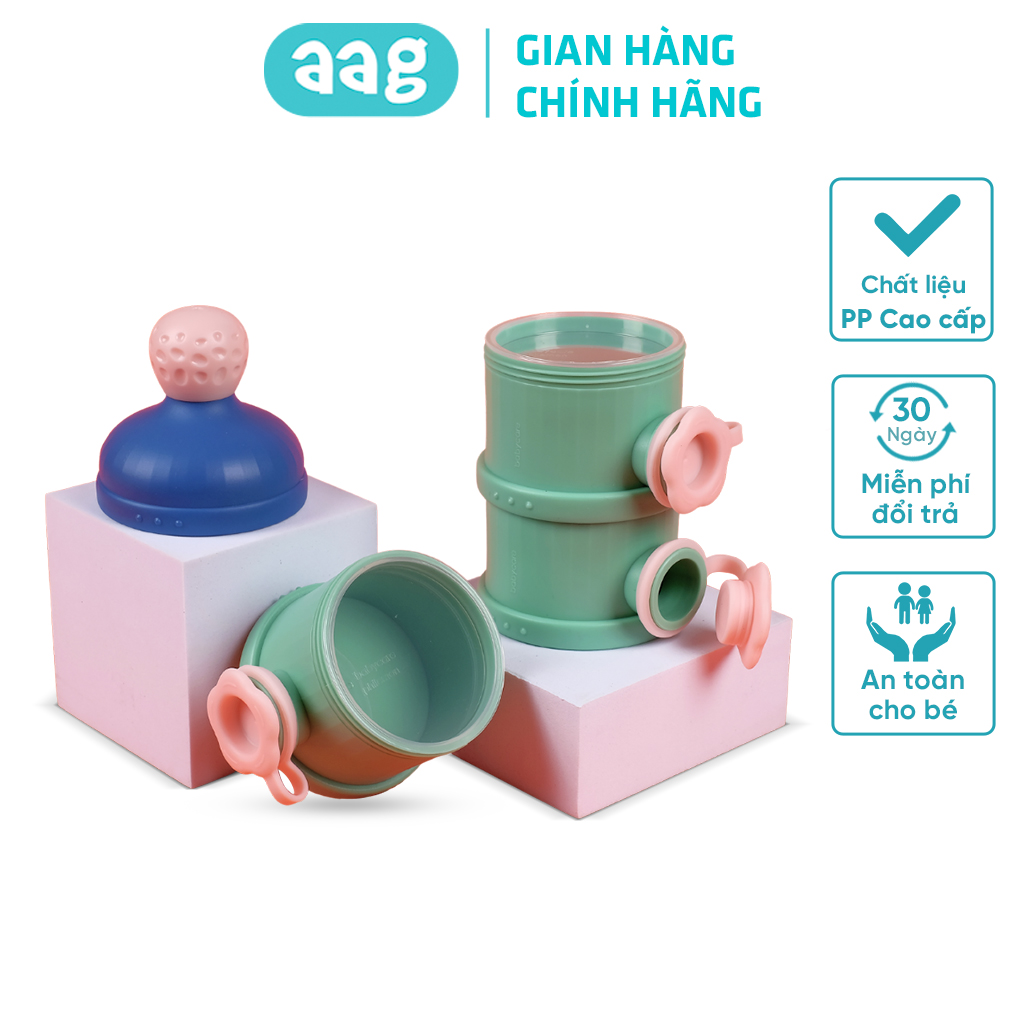 Hộp chia sữa 3 tầng Babycare BC1680 bình đựng thức ăn dặm nhiều tầng cho bé