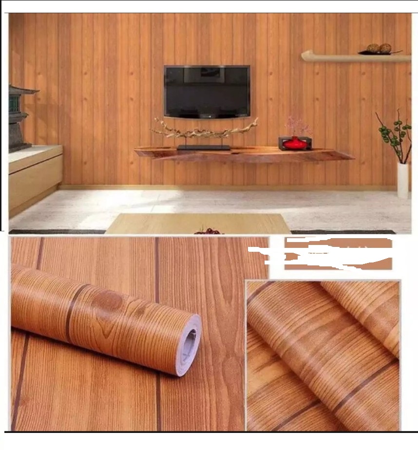 [HCM]Cuộn 10Met giấy dán tường Giả Gỗ Sọc Nâu Đậm có sẵn keo( khổ 10met x 0.45met). Độ bền cao keo bám chắc tuổi thọ giấy lâu.