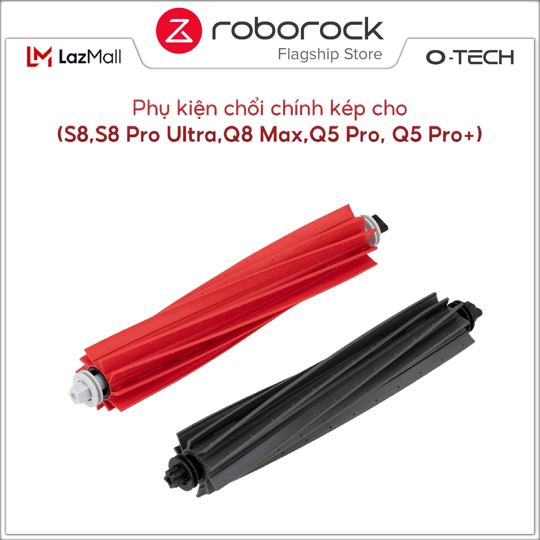Phụ kiện chổi chính kép cho Robot hút bụi Roborock - Model S8 S8 Pro Ultra Q8 Max Q5 Pro Q5 Pro+