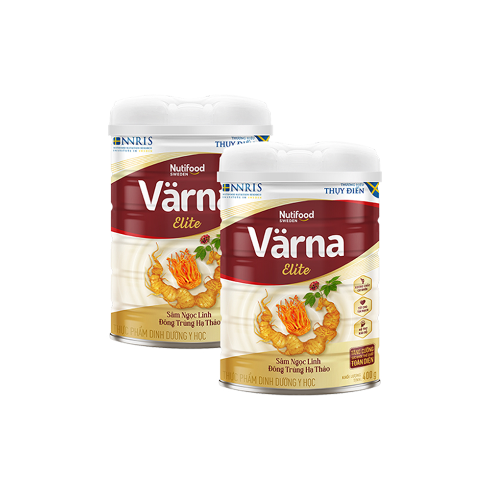 Combo 2 sữa bột värna elite lon 400g - chứa sâm ngọc linh đông trùng hạ thảo - varna