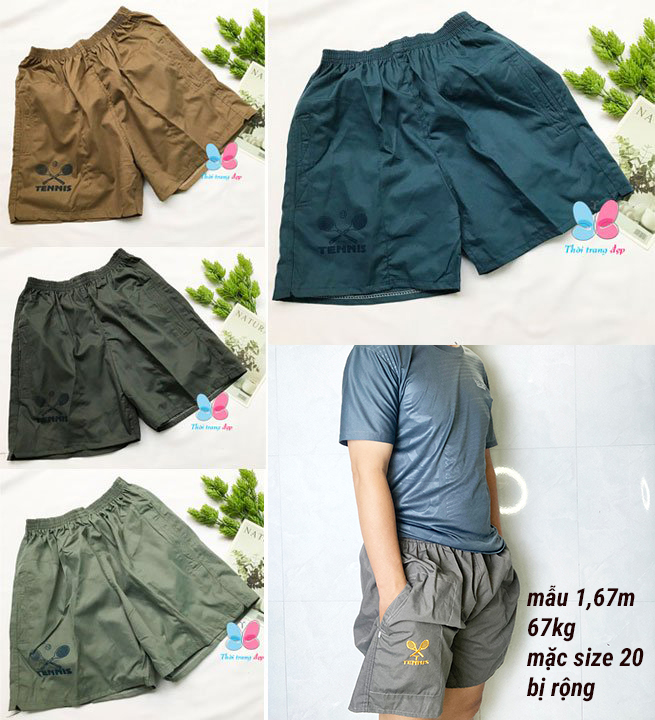 Quần đùi nam từ 48kg - 65kg - ĐÁY THẲNG - vải kate dày mềm - Quần short nam in cây vợt - VOTTHANG