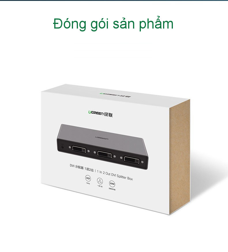 Bộ chia màn hình DVI (24+1) 1 cổng ra 2 cổng cao cấp UGREEN CM202 50746 Bộ chia màn hình DVI (24+1) 1 cổng ra 2 cổng cao cấp UGREEN CM202 50746