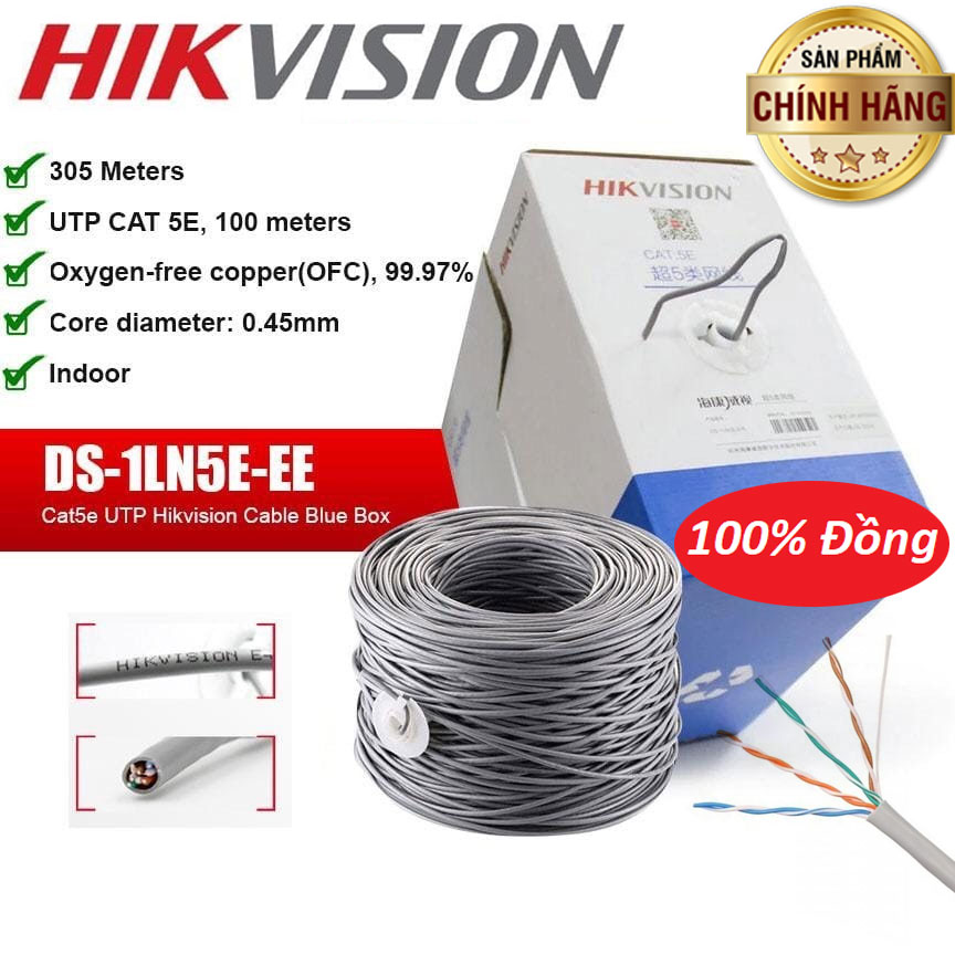 Cuộn 305m cáp mạng cat5e bc hikvision ds-1ln5e-e/e