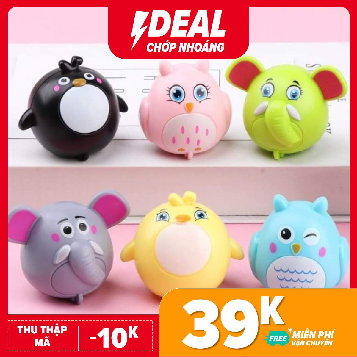 Combo 6 con vật chạy đà siêu dễ thương chất liệu nhựa ABS cao cấp cho bé từ 6 tháng tuổi trở lên đồ chơi thú chạy cót - Niki Store