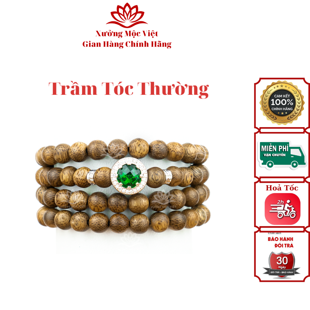 Vòng tay trầm hương 108 hạt mix charm xưởng mộc việt - trầm tóc thường size 6/7/8mm