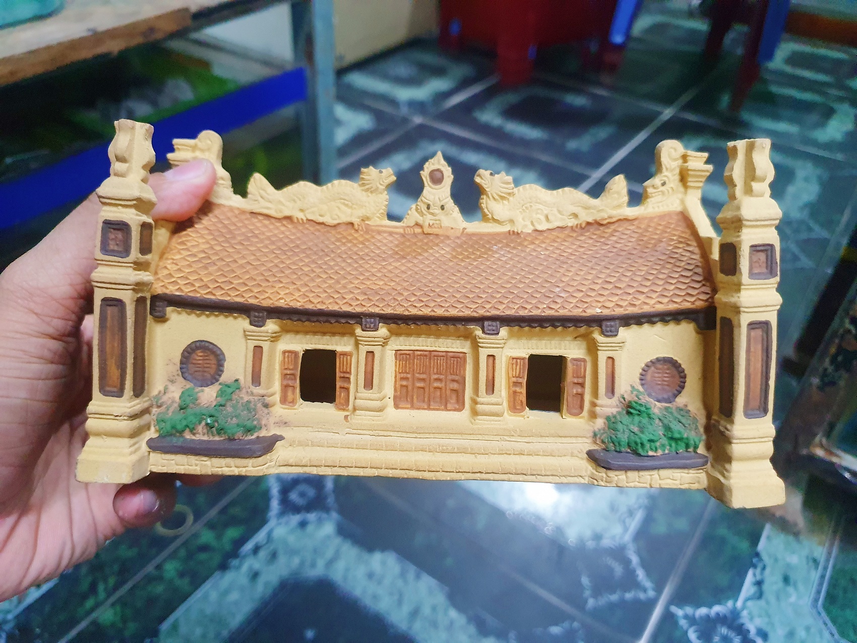 "Hoàn tiền đến 10%" NHÀ ĐÌNH CHÙA TRANG TRÍ HỒ CÁ NON BỘ 18X9X9CM