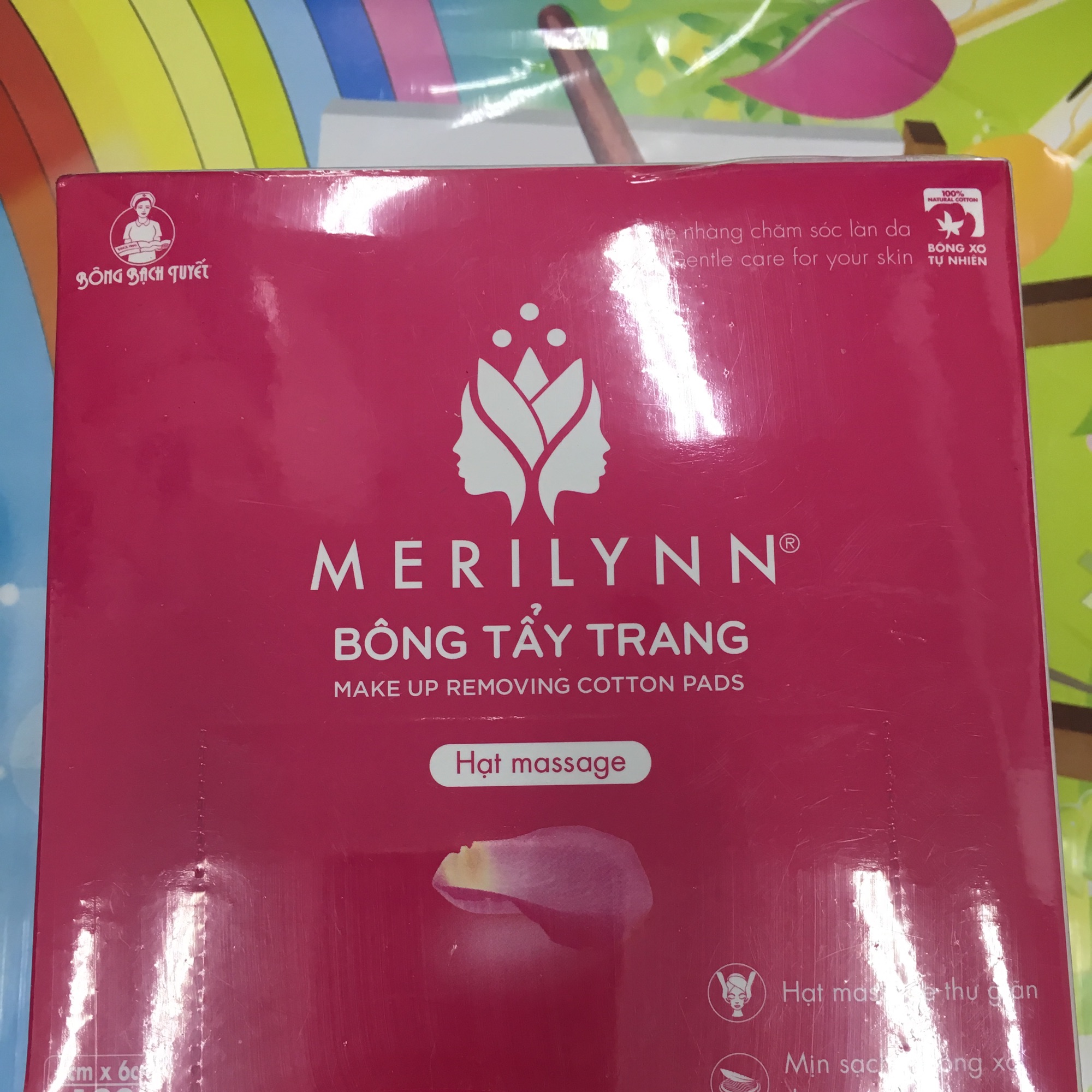Bông tẩy trang Merilynn hạt Massage hộp 120 miếng