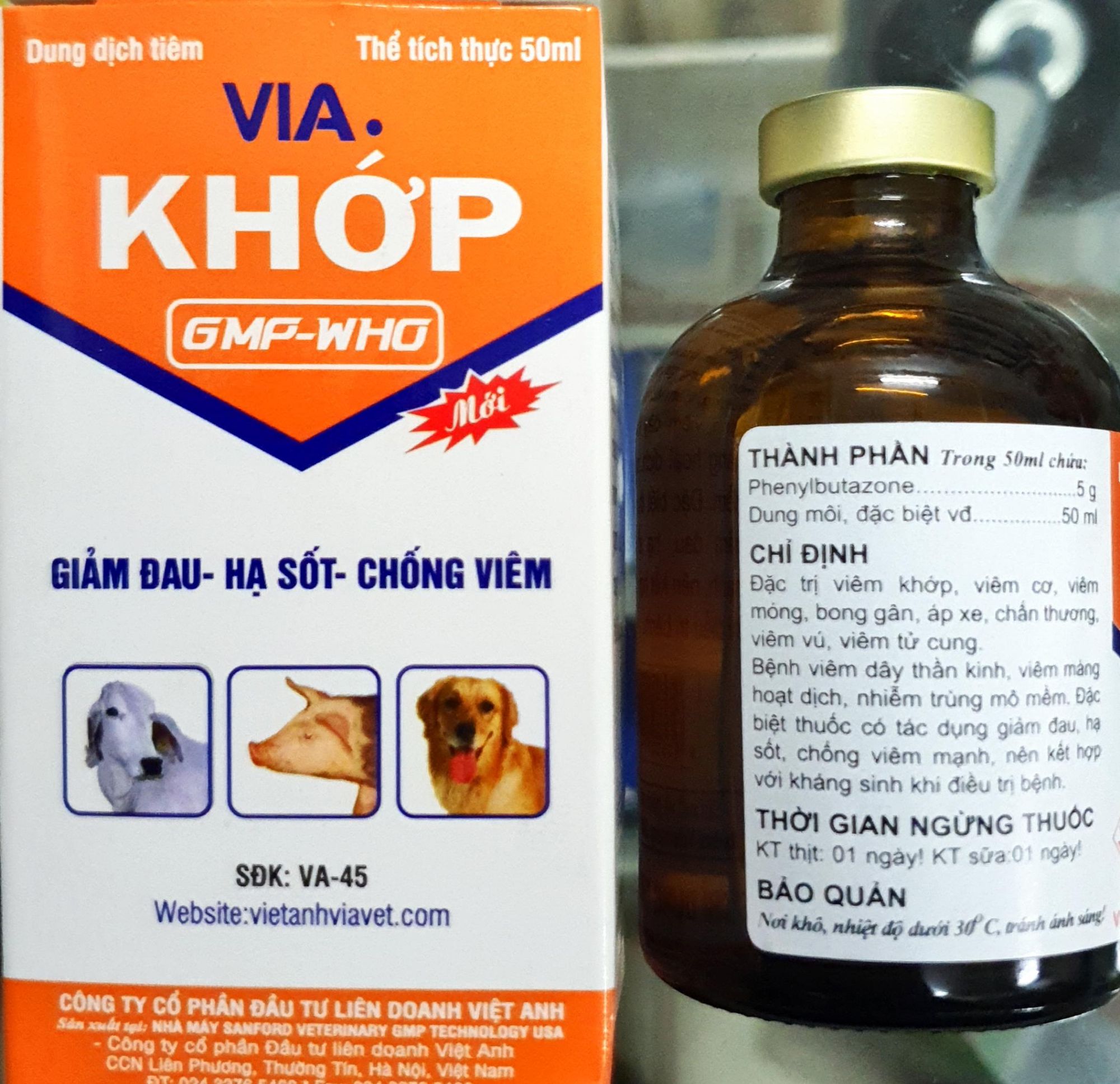 VIA Khớp (chai 50ml) - Đặc tr.i. viêm khớp, viêm cơ, áp xe, giảm đau, hạ sốt cho gà đá (Chó có thể cho uống)