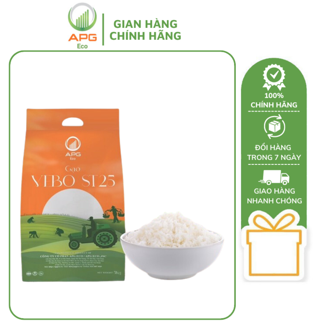 Gạo VEBO ST25 Mang Đến Cho Bữa Ăn Hạt Cơm Trắng Dài Bóng Dẻo Nhiều Khi Nguội Vẫn Mềm Dẻo. Gói 5kg