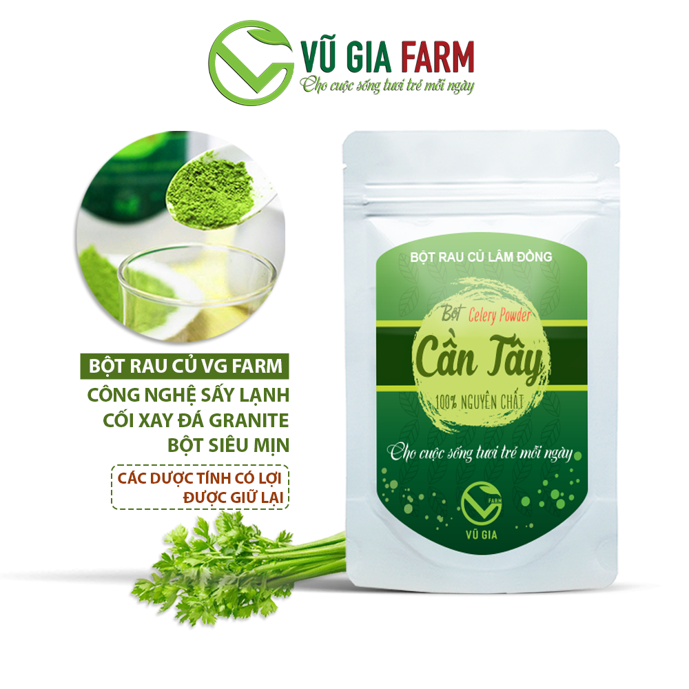 Bột Cần Tây Sấy Lạnh Nguyên Chất Vũ Gia (50g/ túi) - Giảm cân an toàn, giải độc, ngừa ung thư, đắp mặt nạ chăm sóc da