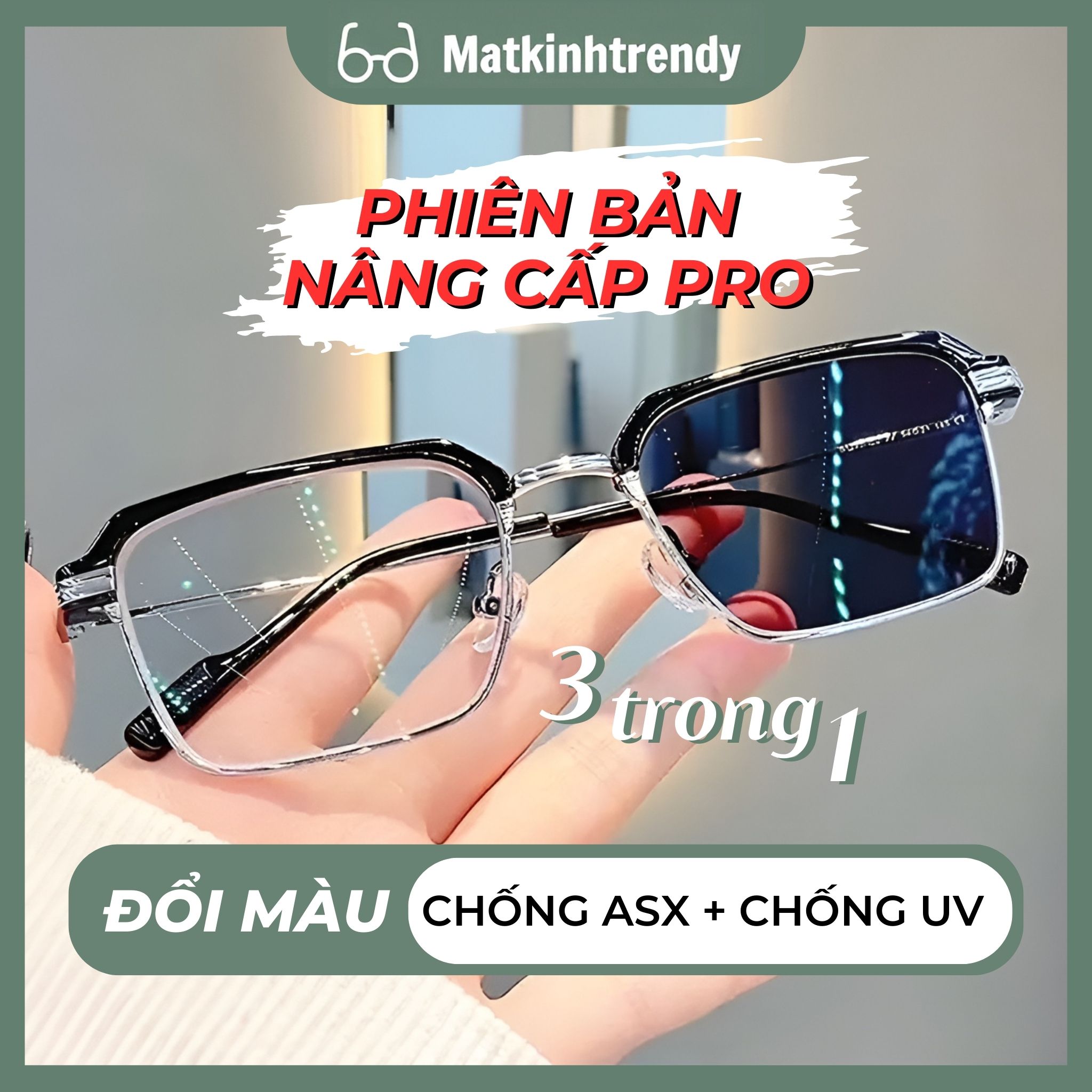 Mắt kính mát kính râm nam nữ đổi màu thời trang gọng kính đẹp ngầu chống bụi đi đường chống ánh sáng xanh tia UV X10