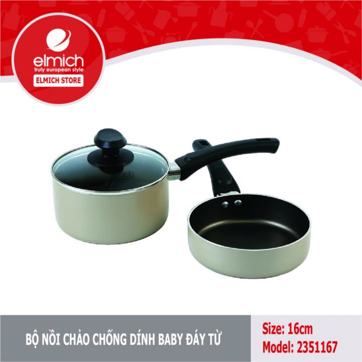 Bộ nồi chảo chống dính Baby Elmich EL-1167 đáy từ size 16cm