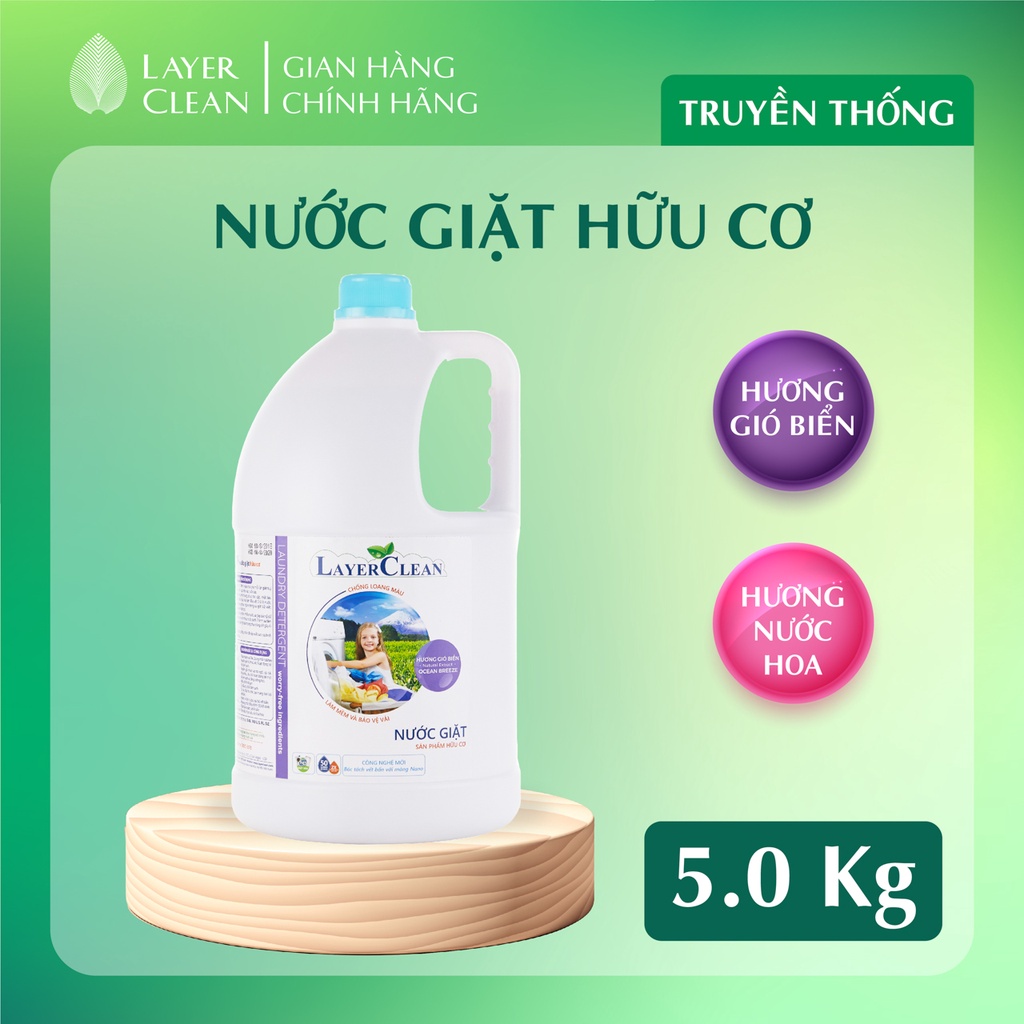 Nước giặt hữu cơ Layer Clean hương gió biển can 5 lít