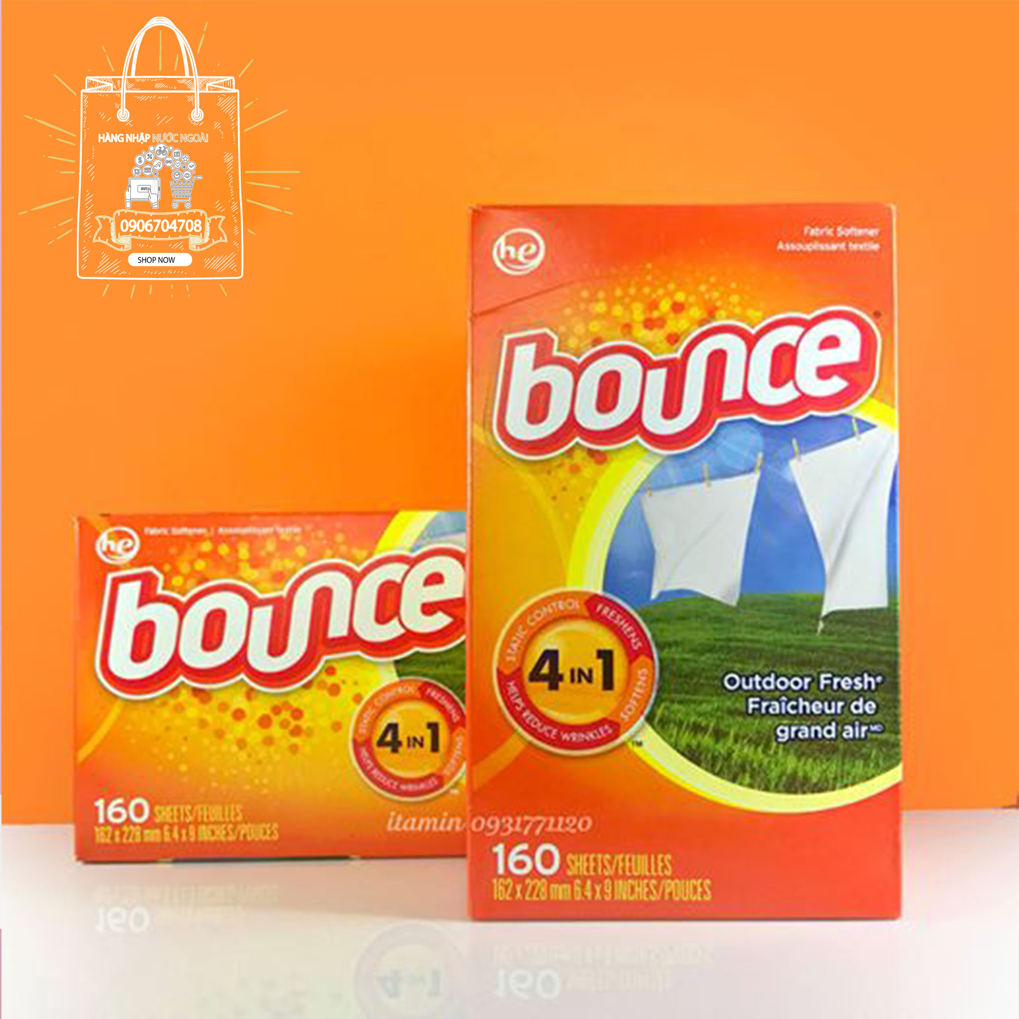 1 lốc 2 hộp giấy thơm quần áo bounce - u.s.a lưu hương bền lâu suốt cả tuần lốc 2 hộp / 160 tờ/hộp