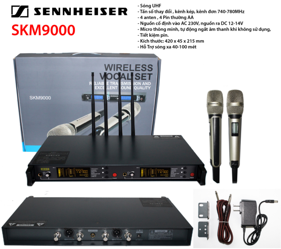 Micro Không Dây Cao CấpMicro Sennheiser SKM9000  Dàn Âm Thanh Karaoke Hiện Đại Gia ĐìnhSân KhấuÂm Thanh ChuẩnBắt Sống Xa Và MạnhHát Cực Hay Và Khả Năng Chống Hú CaoThiết Kế Thon GọnMàu Sắc Nổi Bật Sang Trọng