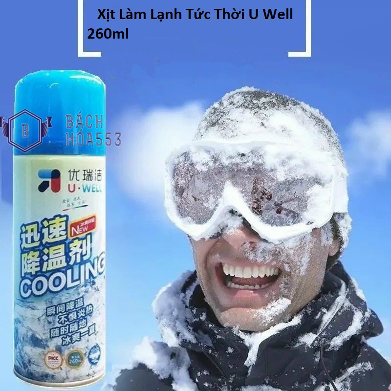 Bình xịt khử mùi làm lạnh cấp tốc xe ô tô Instant Freeze Cool U Well 260ml - Xịt khử mùi xe - Xịt làm mát nội thất ô tô KL796