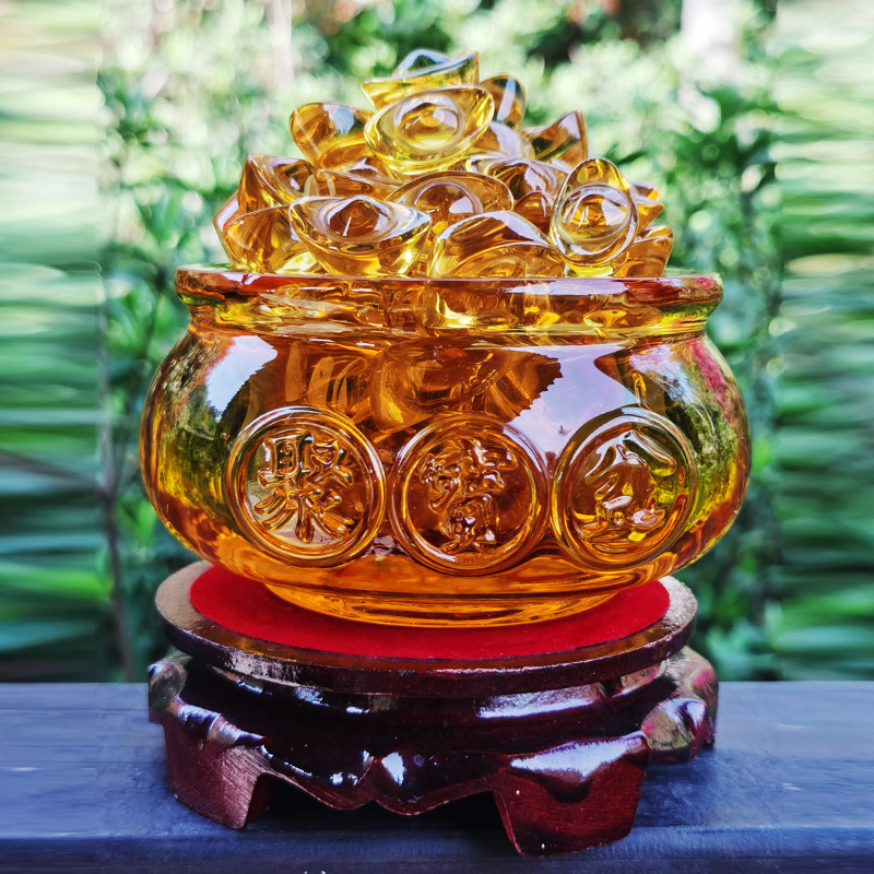 Bát thỏi vàng thủy tinh phale kim nguyên bảo - bát tụ bảo thỏi vàng pha lê