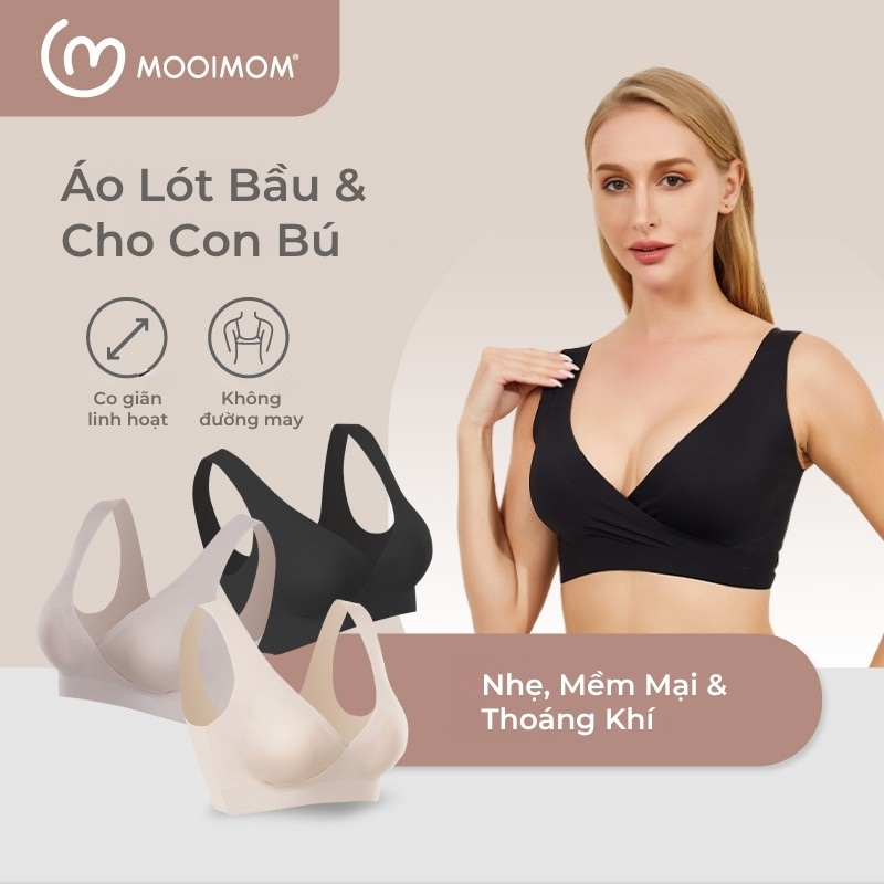 CHÍNH HÃNG MOOIMOM Basic Áo Lót Cho Mẹ Bầu Và Mẹ Cho Con Bú Siêu Mỏng Nhẹ Thoáng Mát Air Slim Không Viền Không Gọng Không Khuy Cài BRA2106_01