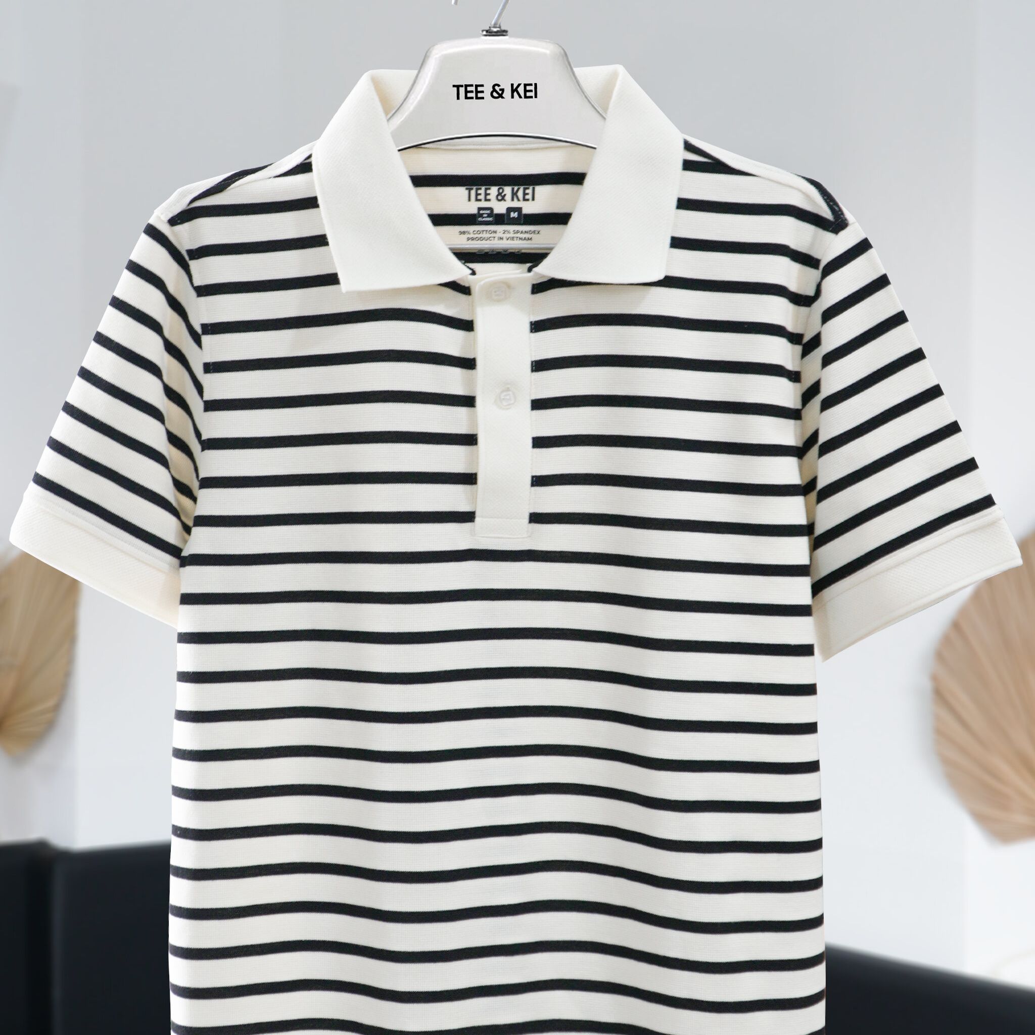 TEE & KEI - Áo Polo | Striped Black Cotton