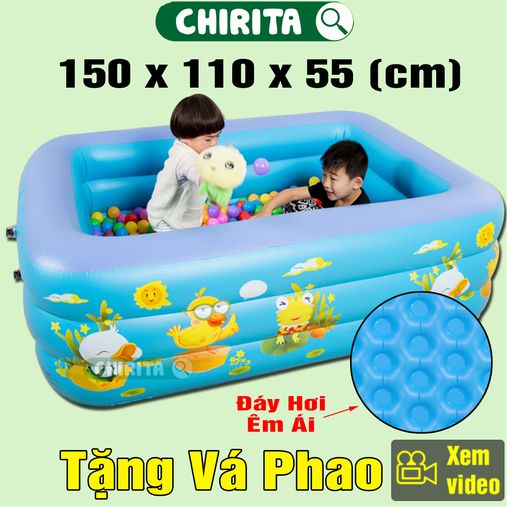 [ LOẠI DÀY ] Hồ Bơi Trẻ Em 3 Tầng 1M5 MÀU XANH - Bể Bơi Cho Bé, Hồ Bơi Tại Nhà Cho Bé, Hồ Bơi Trẻ Em Lớn, Hồ Bơi, Hồ Bơi Thành Cao, Ho Boi Cho Be, Be Boi Cho Be, Bể Bơi Phao, Phao Bơi Cho Bé, Đồ Chơi Trẻ  Em CHIRITA