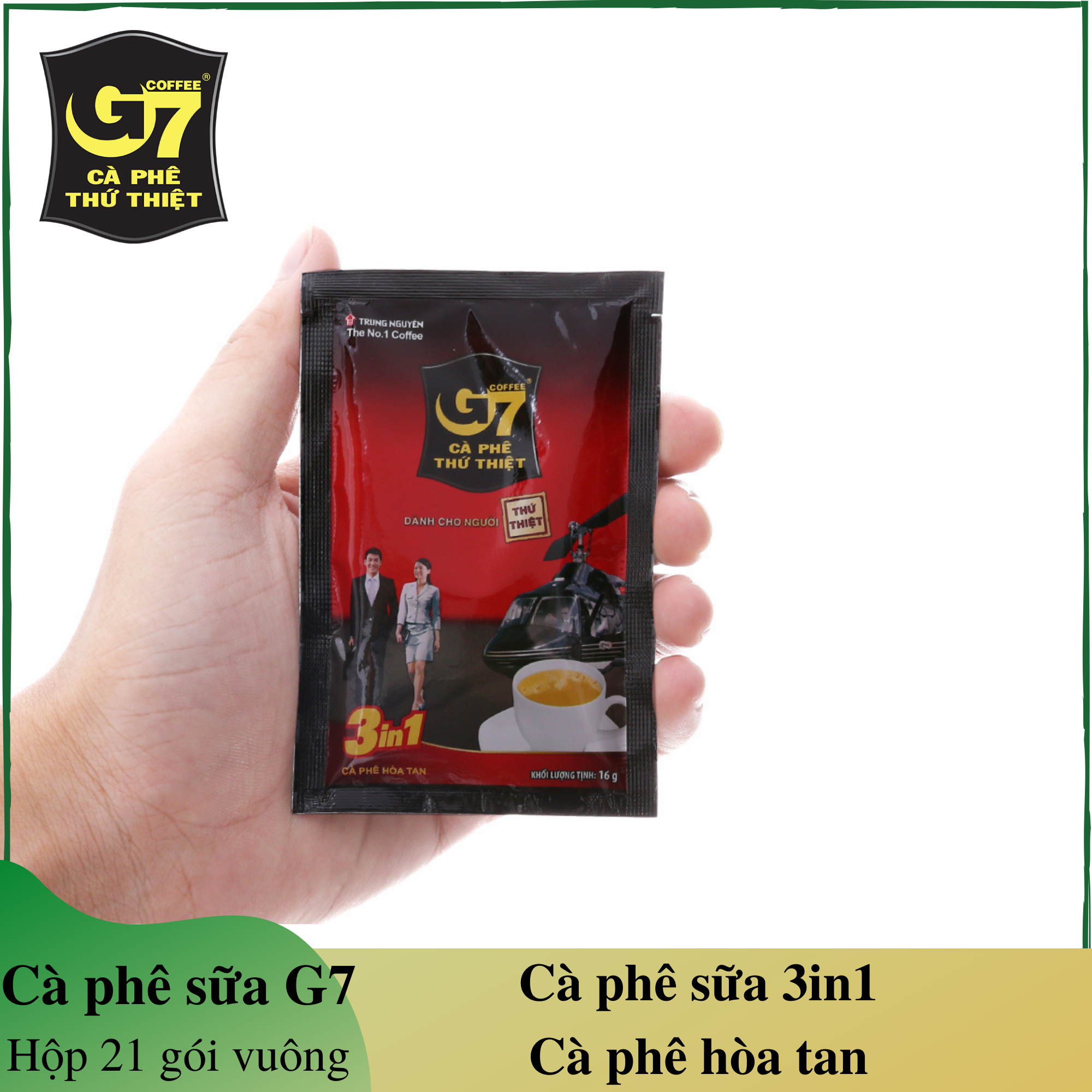 Cà phê sữa g7 3in1 trung nguyên - hộp 21 gói vuông - cà phê hòa tan