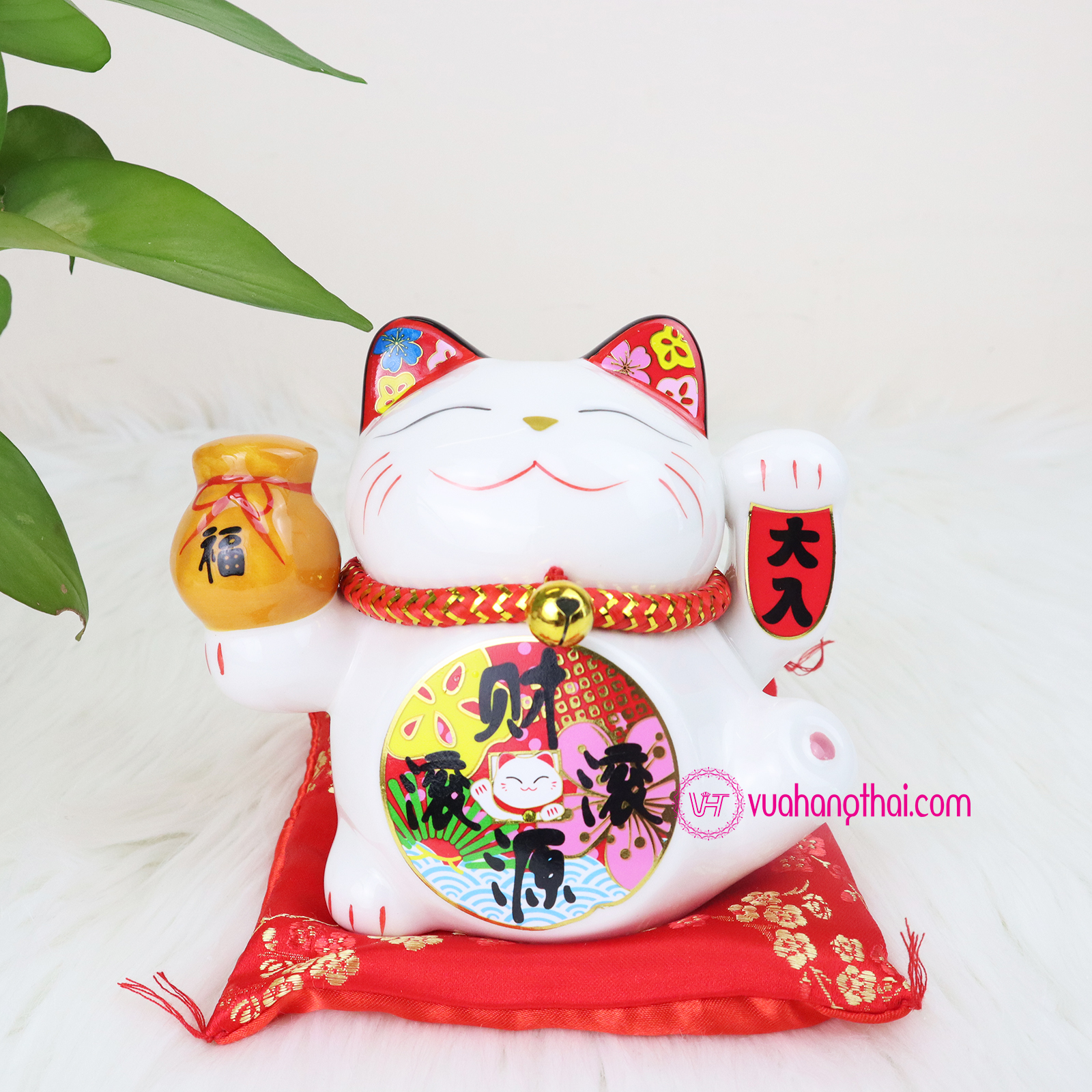 Mèo thần tài may mắn maneki neko có ống heo - túi tài lộc hút tài, ban lộc