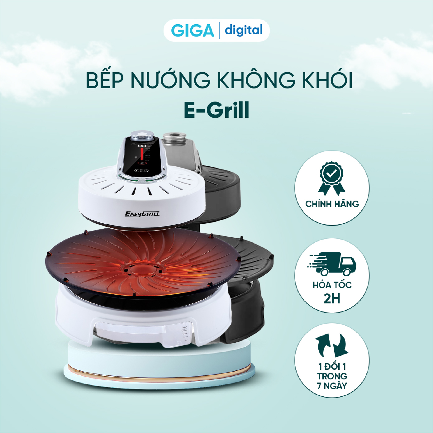 Bếp nướng không khói e-grill - nhập khẩu đức - chảo nướng xoay 360 độ - chính hãng