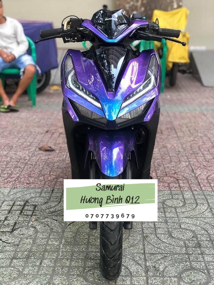 [COMBO] Sơn xịt Samurai màu Titan 3D Xanh Ánh Tím - T901 với bóng 128