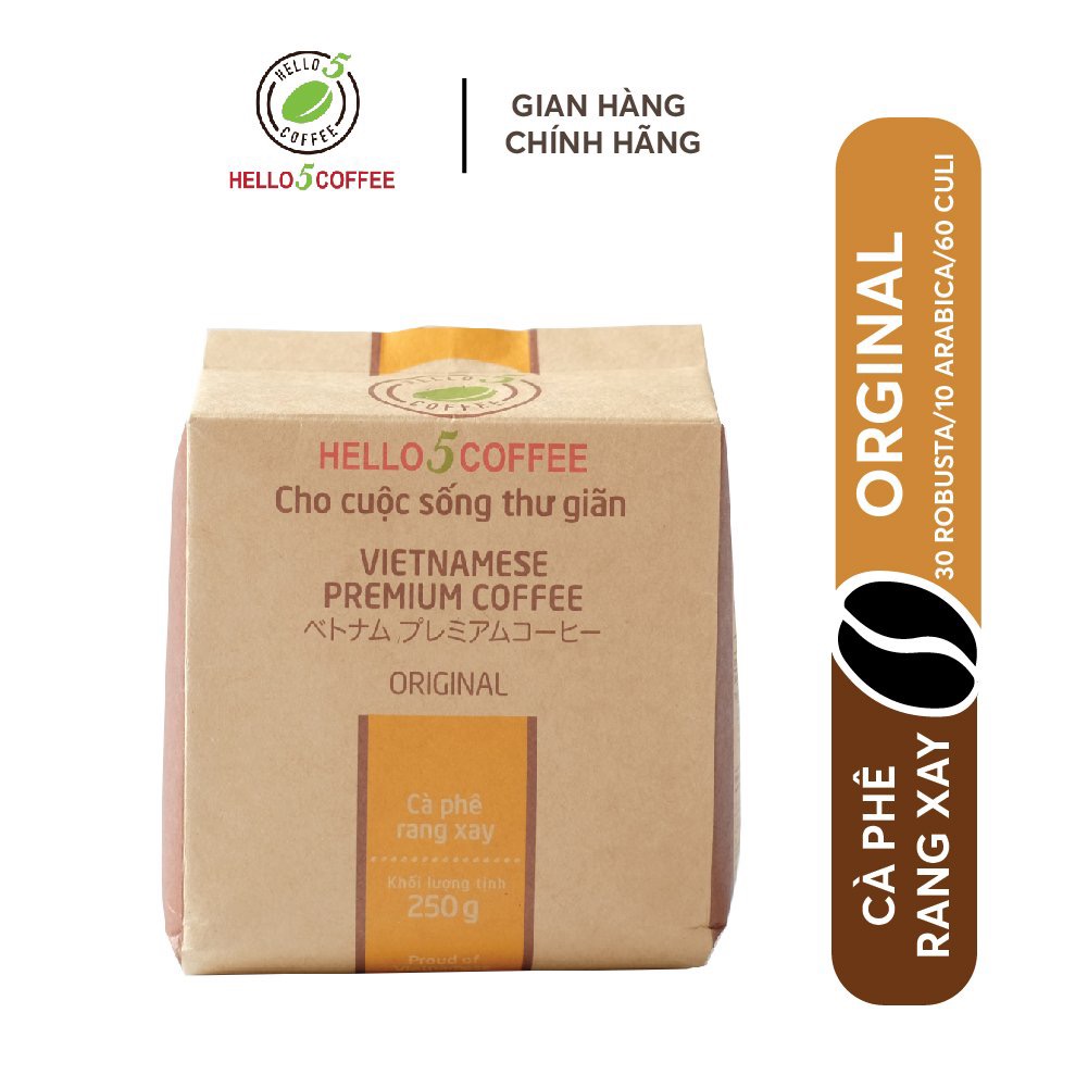 Cà Phê Nguyên Chất Rang Xay Hello 5 Coffee ORIGINAL - Gói 250g