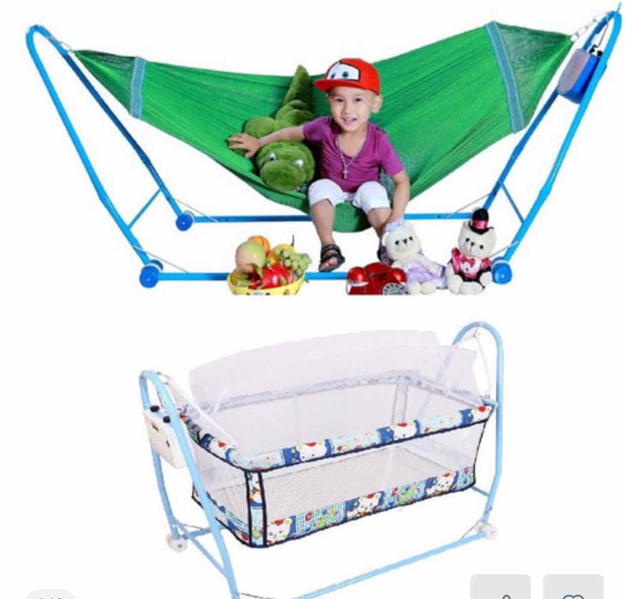 (deal sốc ) Nôi Điện Võng Xếp tự động Quang Hưng 2in1-cao cấp tặng màn chống muỗi