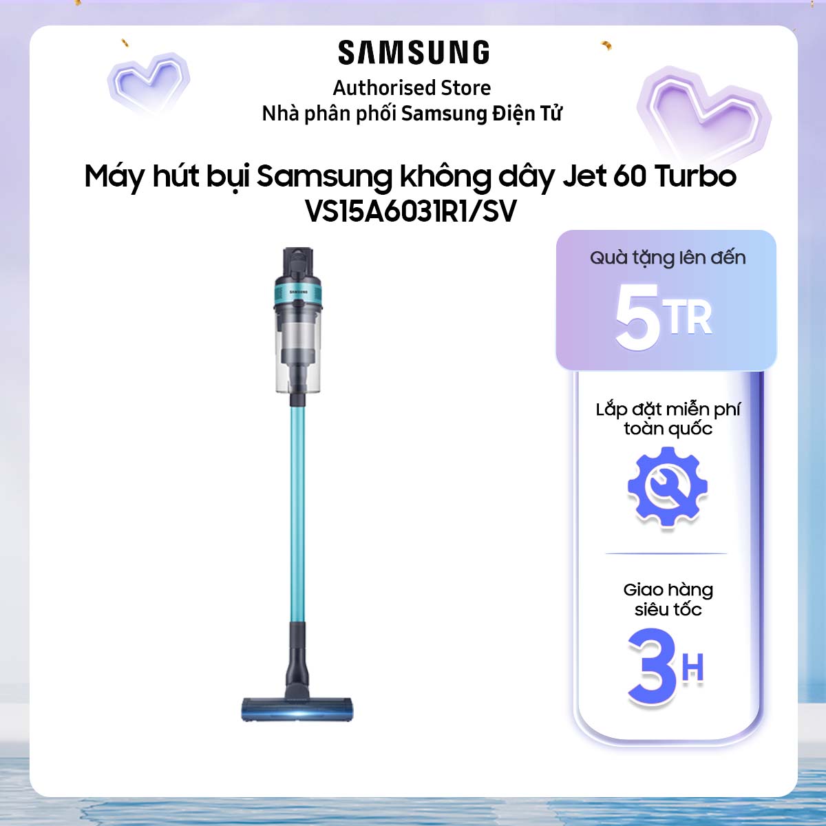 Vs15a6031r1 - máy hút bụi samsung không dây hiệu suất cao jet 60 turbo vs15a6031r1/sv