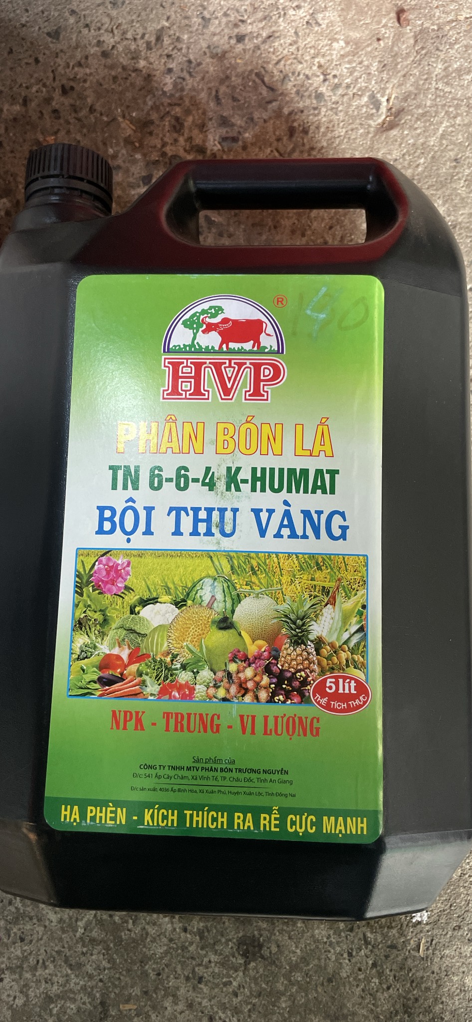 Phân bón 6-6-4 k-humat bội thu vàng can 5 lít