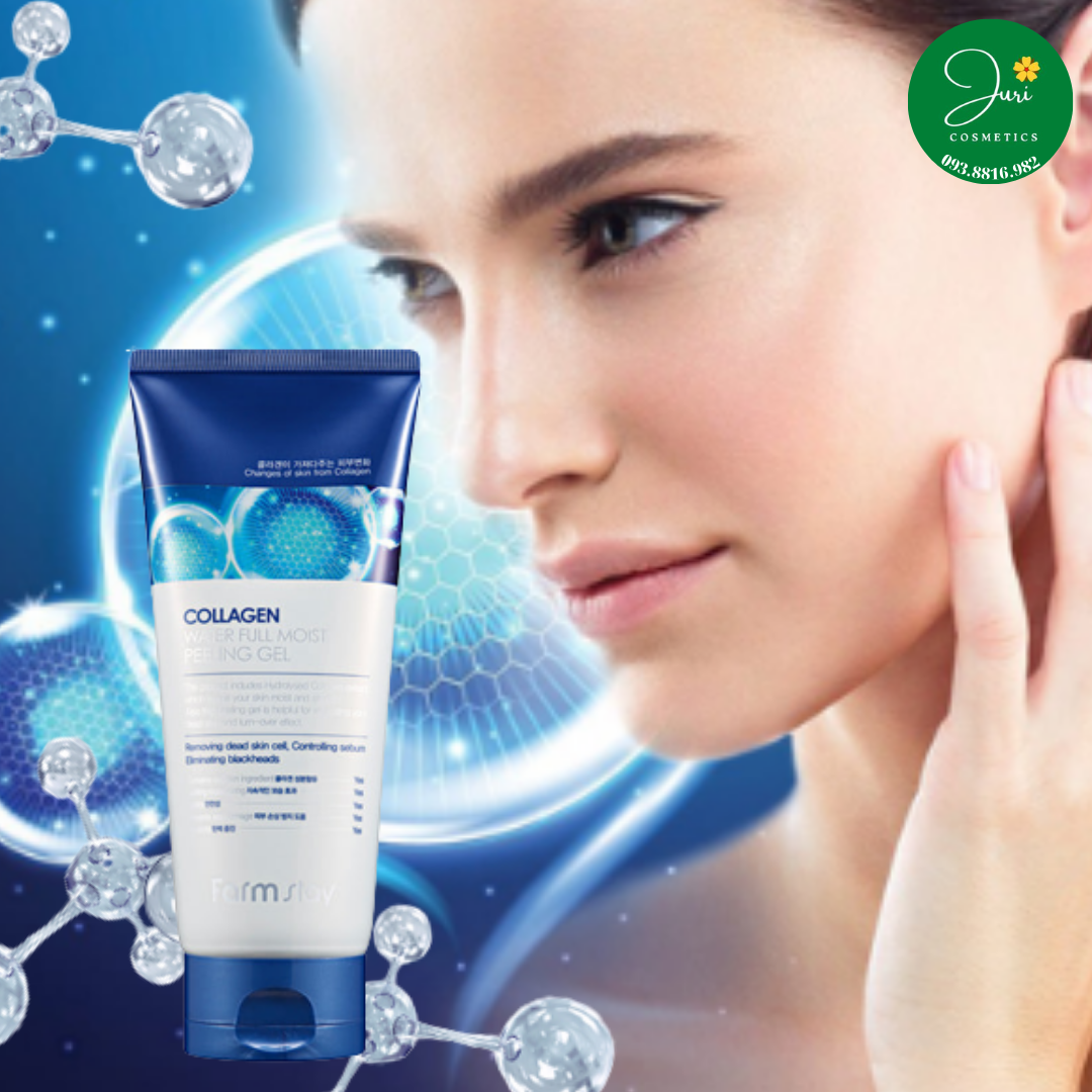 Gel tẩy tế bào chết Farmstay chiết xuât Collagen Farmstay Collagen Water Full Moist Peeling Gel 180ml