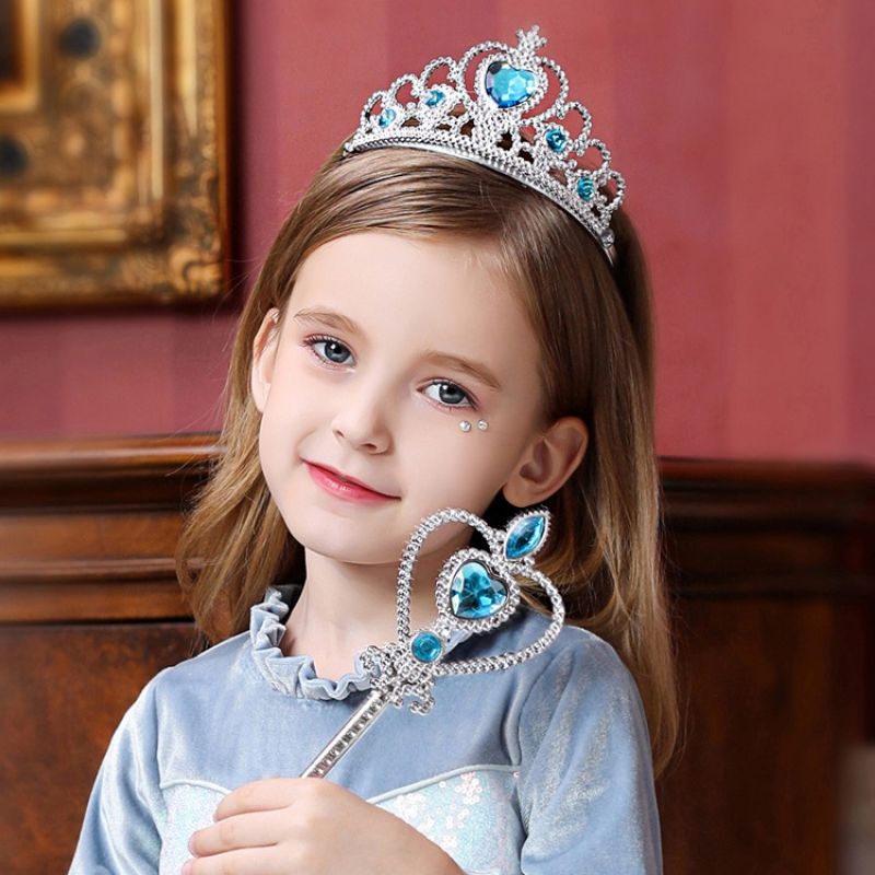 Hàng đẹp - Sét Vương miện và gậy thần công chúa Elsa Anna Frozen phụ kiện tóc đồ hóa trang công chúa elsa loại 1 sáng đẹp trang sức vương miện công chúa Elsa gậy thần elsa cho trẻ em bé gái
