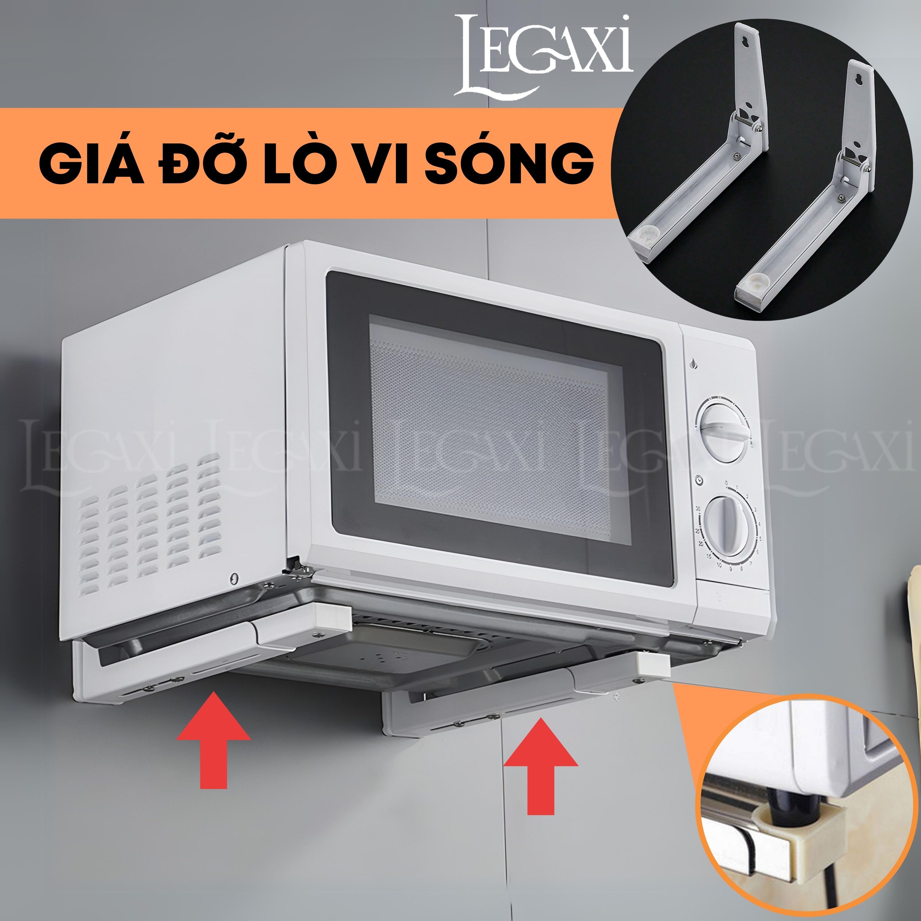 Giá đỡ lò vi sóng kim loại gấp gọn nhà bếp kệ treo lò nướng wifi ổ điện Legaxi