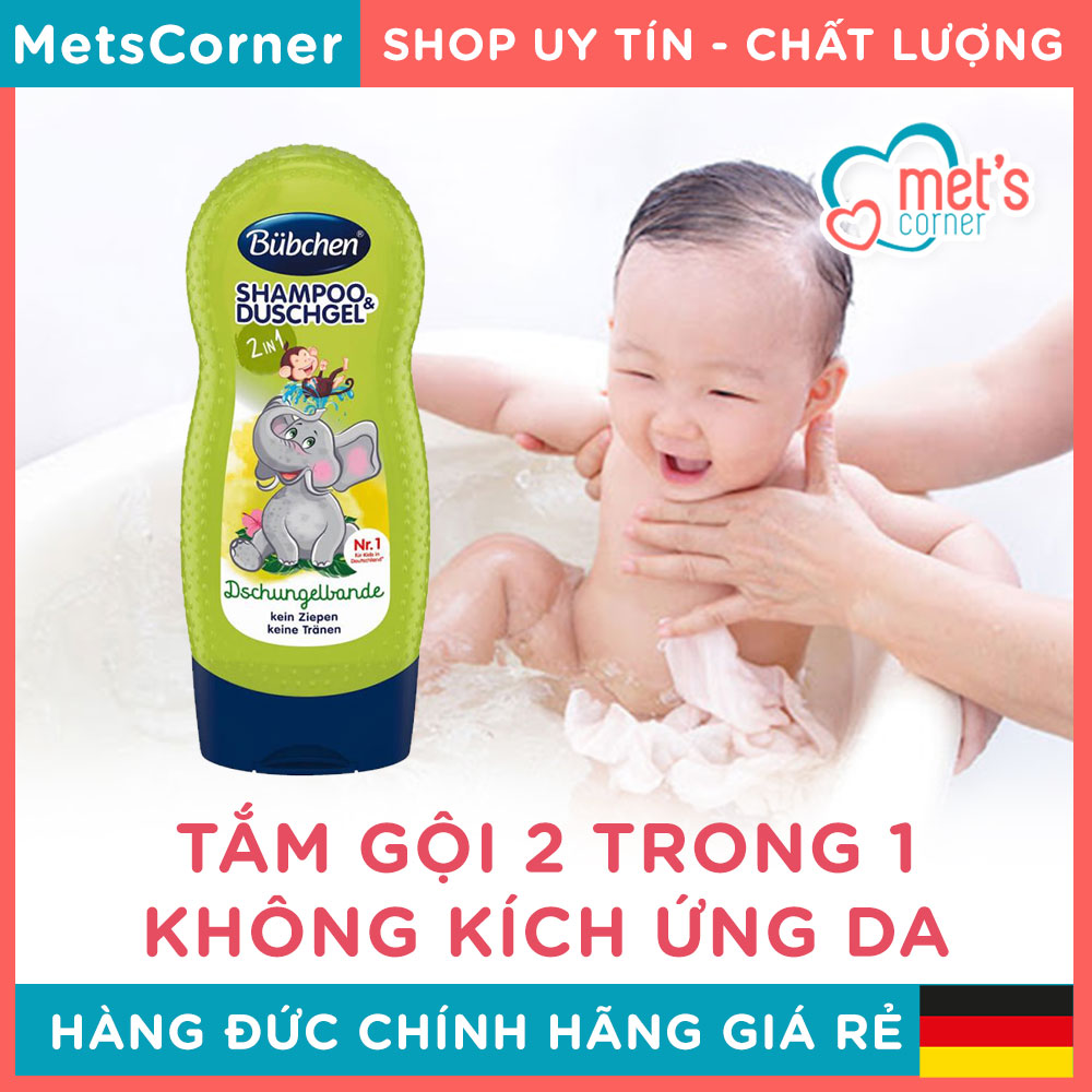 Sữa tắm gội 2 trong 1 bubchen kids shampoo duschgel 230 ml - con voi