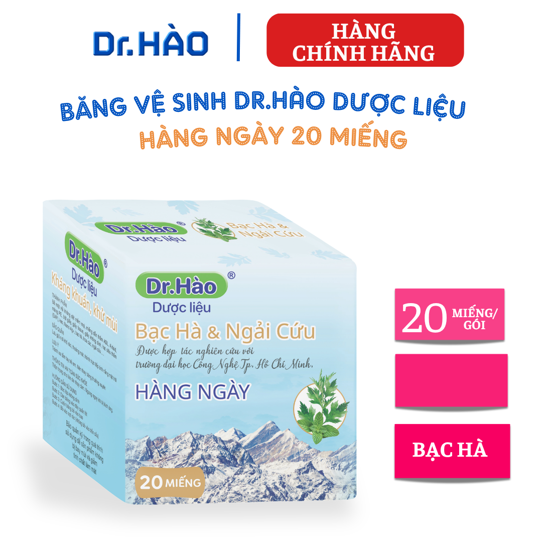 {Hàng chính hãng} Băng Vệ Sinh HÀNG NGÀY 20 Miếng,  BVS hàng ngày 16cm, không cánh, MẶT VẢI NHUNG mềm mại, bạc hà MÁT LẠNH