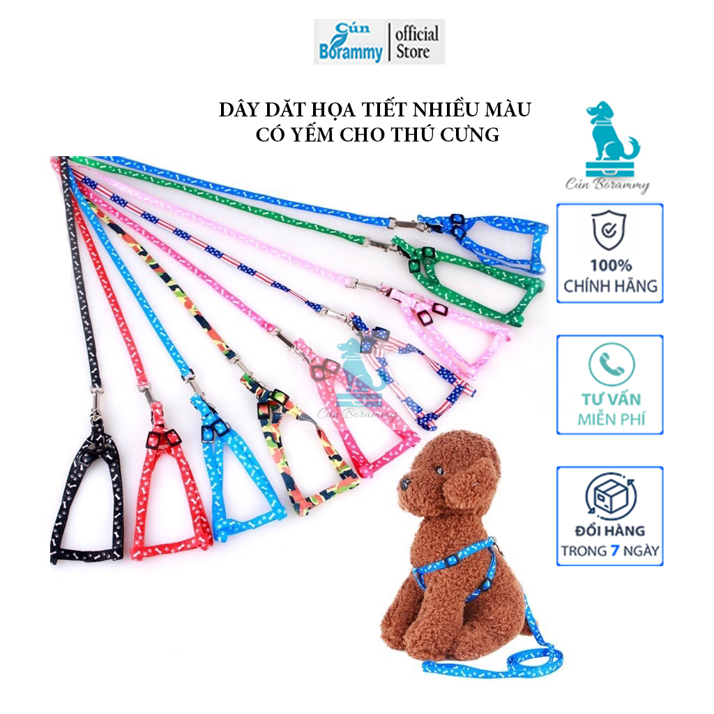 [Hoàn Tiền 10%]Dây xích đeo ngực cho chó mèo thú cưng chống trầy cổ -  Dây dắt kèm yếm dành cho chó mèo màu ngẫu nhiên