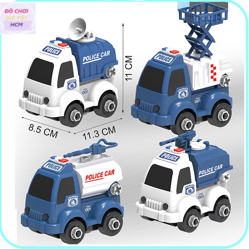 Bộ đồ chơi 4 xe police cho bé - xe đồ chơi cảnh sát cho bé