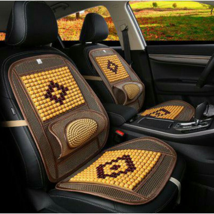 Bộ lót ghế ô tô hạt gỗ đan lưới đàn hồi