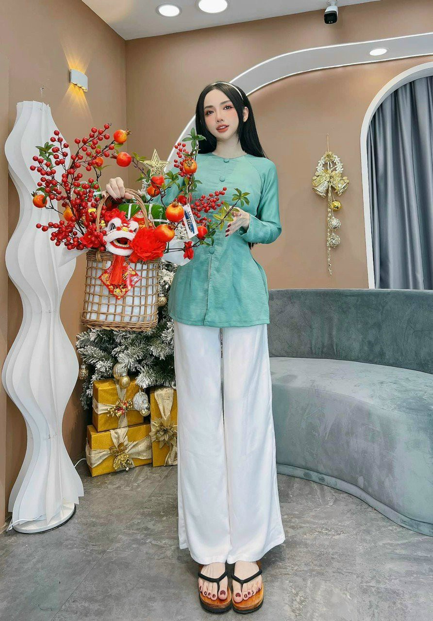 Set áo lụa bà ba quần ống rộng dài set bộ bà bà xưa cách tân nữ tính đồ bộ mặc nhà vải lụa mát đẹp