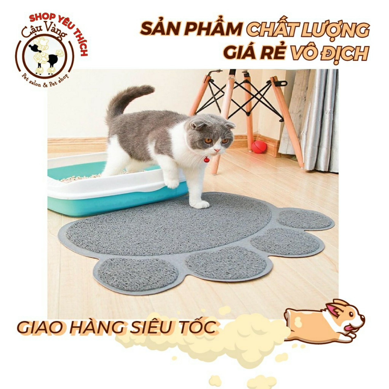 Thảm chùi chân cho mèo tránh cát vệ sinh rơi ra sàn nhà