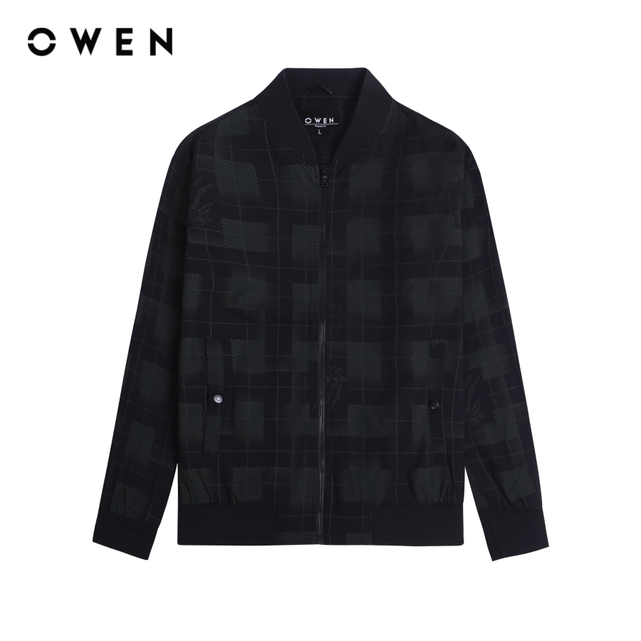 Owen - jacket regular fit jk231600 màu đen chất liệu polyester
