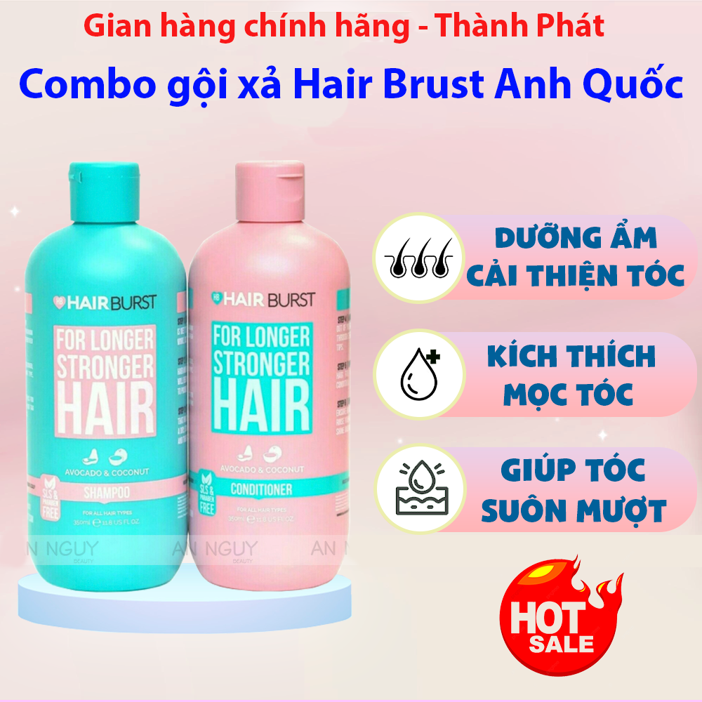 Dầu gội xả Kích Thích Mọc Tóc chuẩn SALON HAIR BRUST thơm lâu Bộ Gội Xả Hairburst Cho Tóc Dài Nhanh & Chắc Khoẻ 350mlx2 Chai