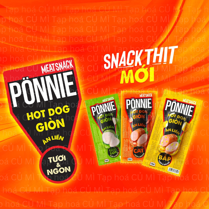 Hotdog ponnie giòn ăn liền - Xúc xích hotdog giòn ponnie | HỘP 20 CÂY