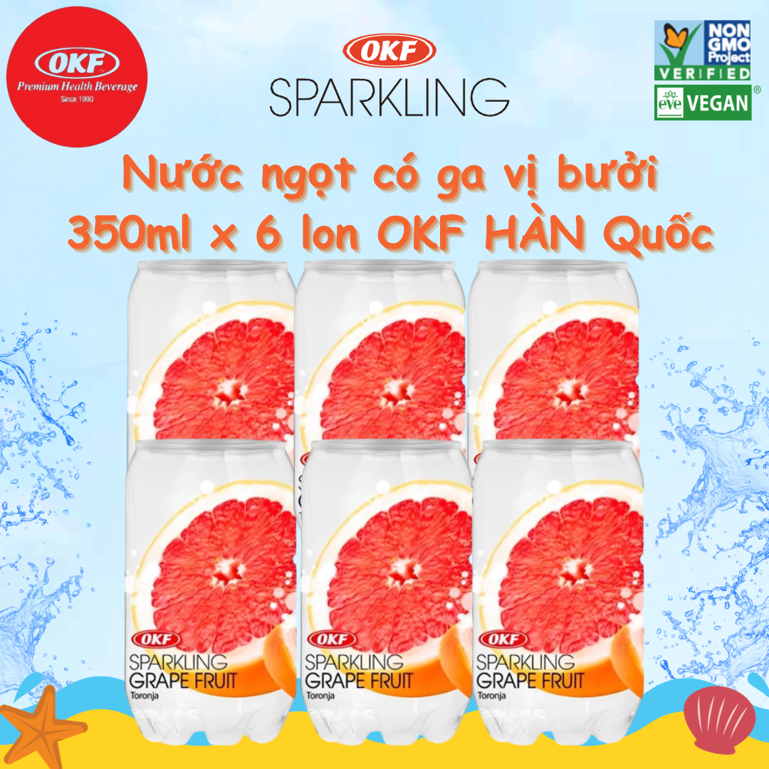 Nước ngọt có ga vị bưởi (NƯỚC BƯỞI CÓ GA) OKF HÀN QUỐC x 6 lon 350ml