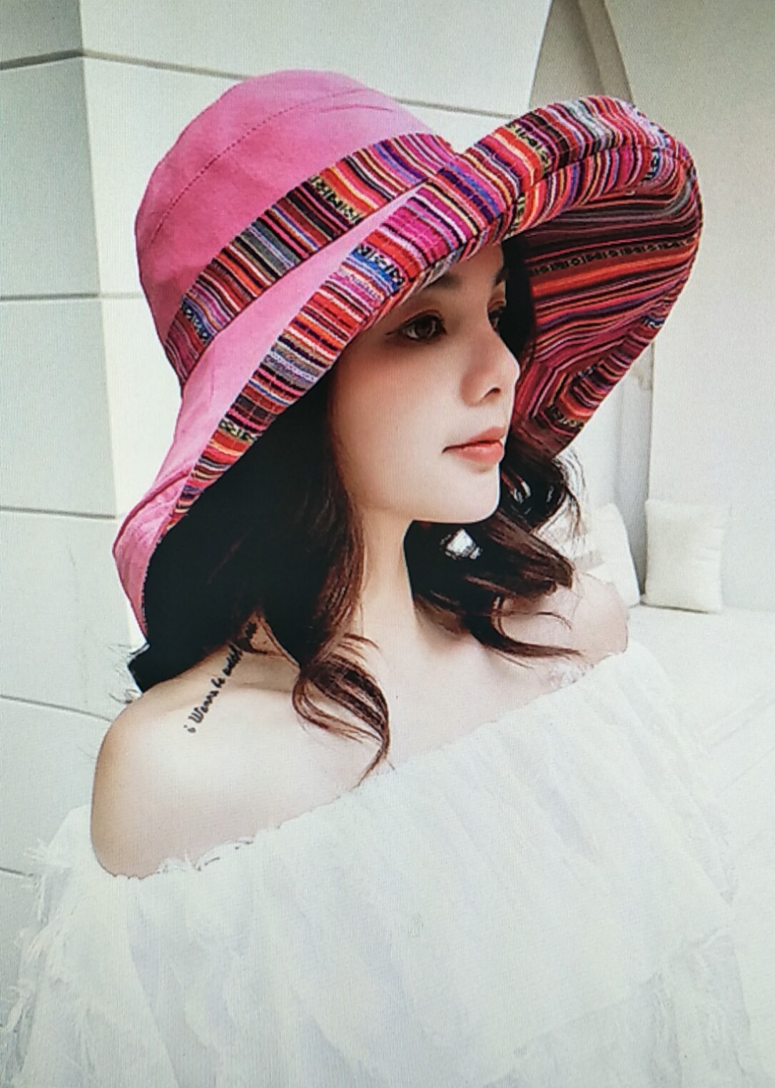 [HCM]NÓN MŨ VẢI RỘNG VÀNH CHỐNG NẮNG 2 MẶT VIỀN KIỂU THỔ CẨM MẪU 1